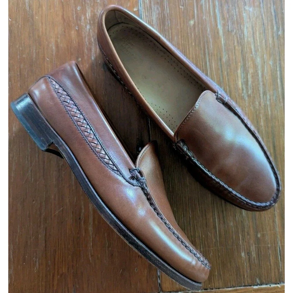 Allen Edmonds Mens 9B Brown Leather Loafers USA Made Classic Ashby Slip On EUC